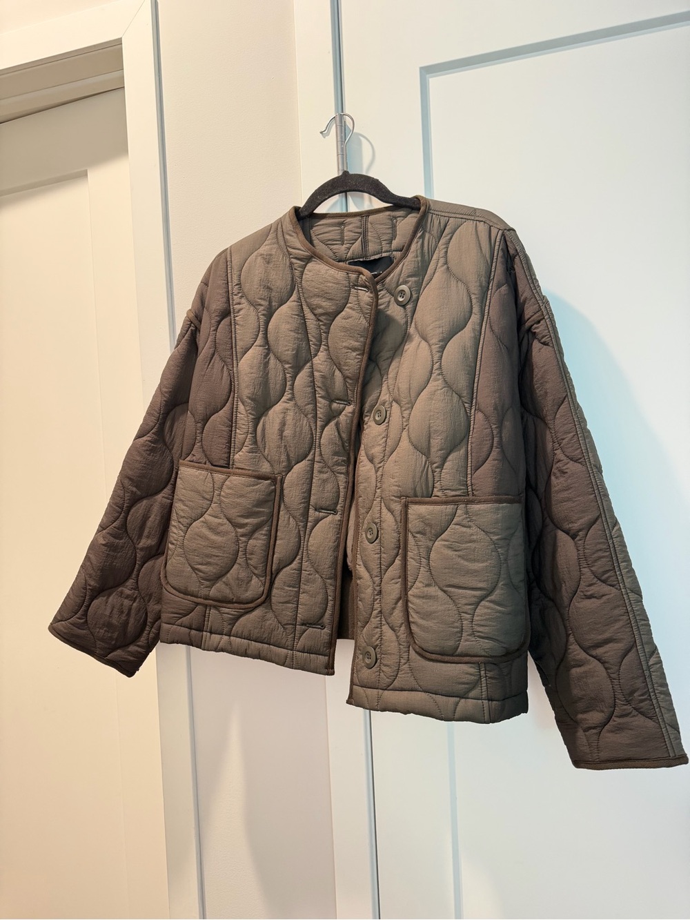 Zara Quilted Puffer Jacket in Brown
